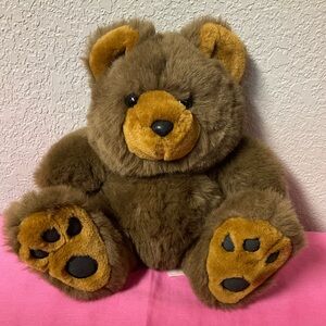 Brown Plush Teddy Bear with Paw Pad Accents